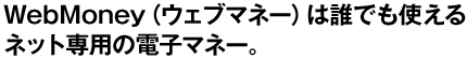 WebMoney�͒N�ł��g����l�b�g��p�̓d�q�}�l�[�B