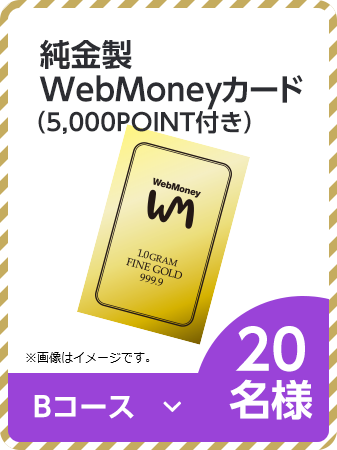 純金製WebMoneyカード(5,000POINT付き) Bコース 20名様