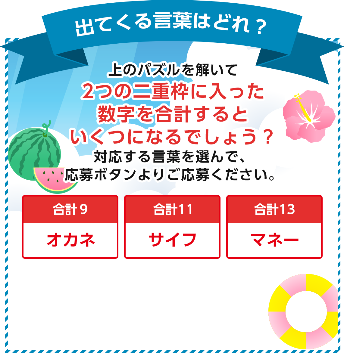 出てくる言葉はどれ?