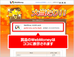 WebMoneyプリペイド番号をご使用して当選した場合の抽選結果