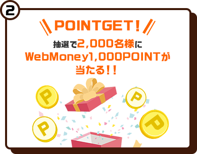 抽選で2,000名様にWebMoney1,000POINTが当たる！！