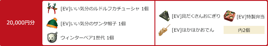 20,00円分でもらえるアイテム