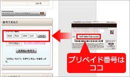 カード裏面の「プリペイド番号」を入力してお支払いします