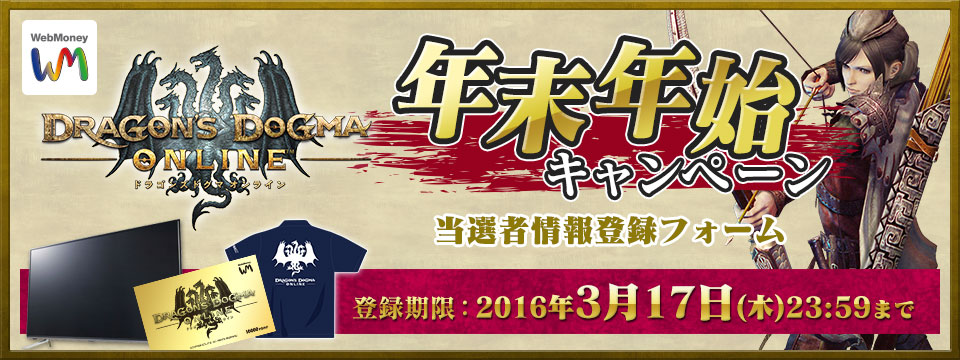 ドラゴンズドグマ オンライン　年末年始キャンペーン 当選者情報入力フォーム
