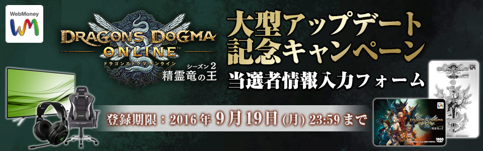 ドラゴンズドグマ オンライン　年末年始キャンペーン 当選者情報入力フォーム