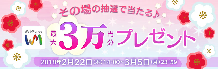 その場の抽選で当たる♪WebMoney最大3万円分プレゼントキャンペーン