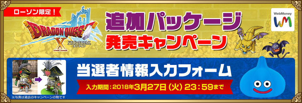 ローソン限定 ドラゴンクエストX 追加パッケージ発売記念キャンペーン 当選者情報入力フォーム