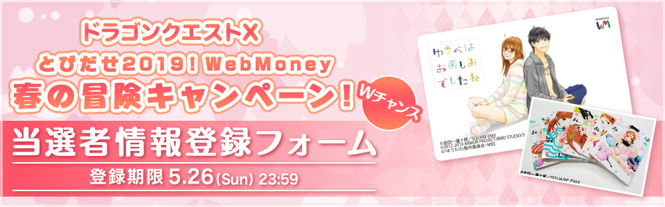 ドラゴンクエストX　とびだせ2019！WebMoney春の冒険キャンペーン！Wチャンス 当選者情報入力フォーム