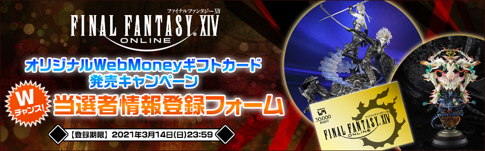 ファイナルファンタジーXIV オリジナルWebMoneyギフトカード発売キャンペーン Wチャンス当選者情報入力フォーム