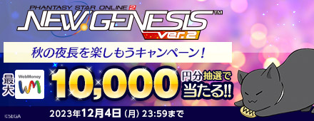 『PSO2 ニュージェネシス ver.2』秋の夜長を楽しもうキャンペーン！